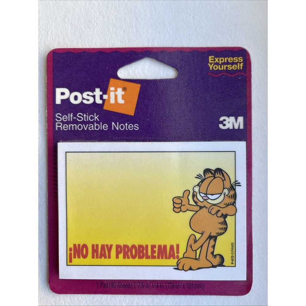 VTG 1994 Garfield Post-It Sticky Note Pad New Sealed 40 Sheets 3M USA Cat Cats